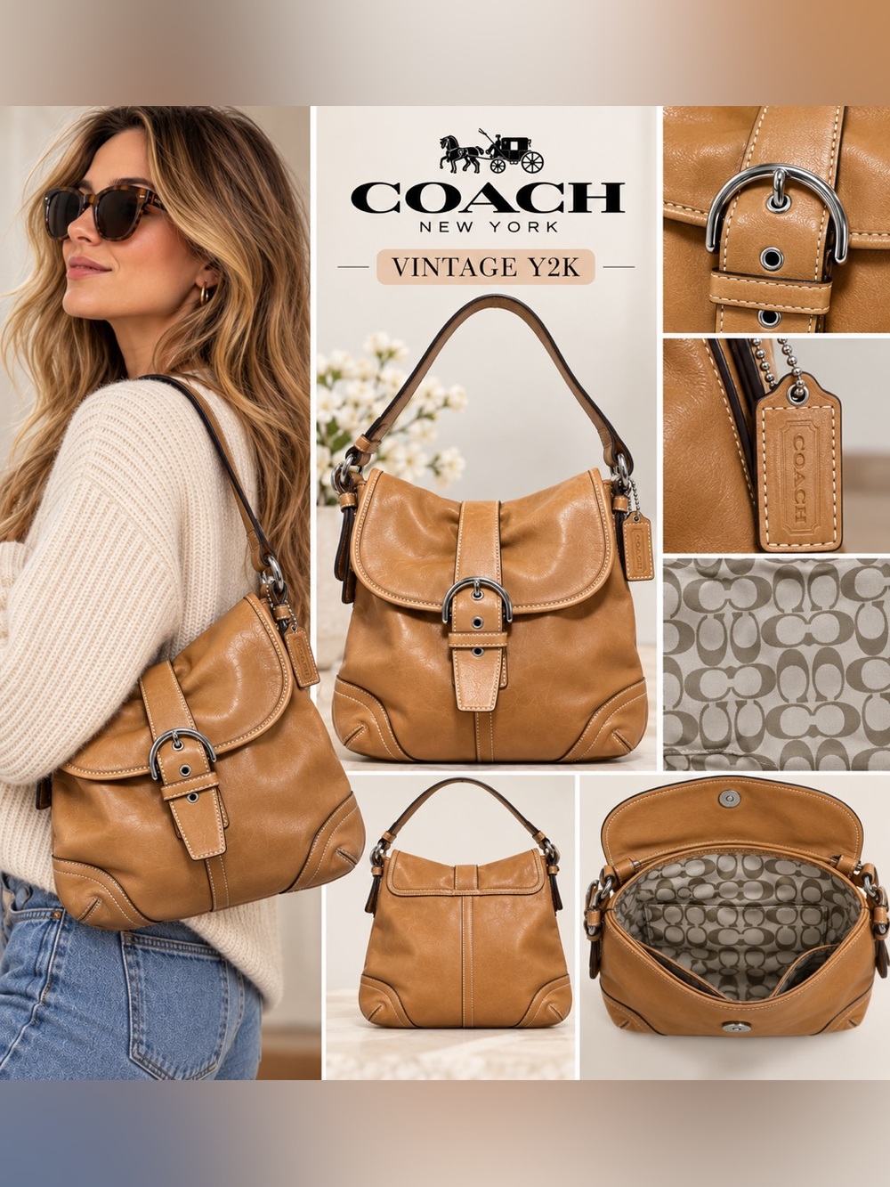Coach Vintage Y2K Coach Soho Leather Buckle Flap Shoulder Bag